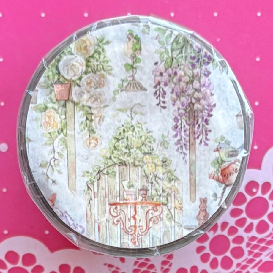 贝壳光 恬静时光 ダイカット加工 6 cm×5.7 m 190 cm loop 海外マスキングテープ 海外マステ ガーデニング 花