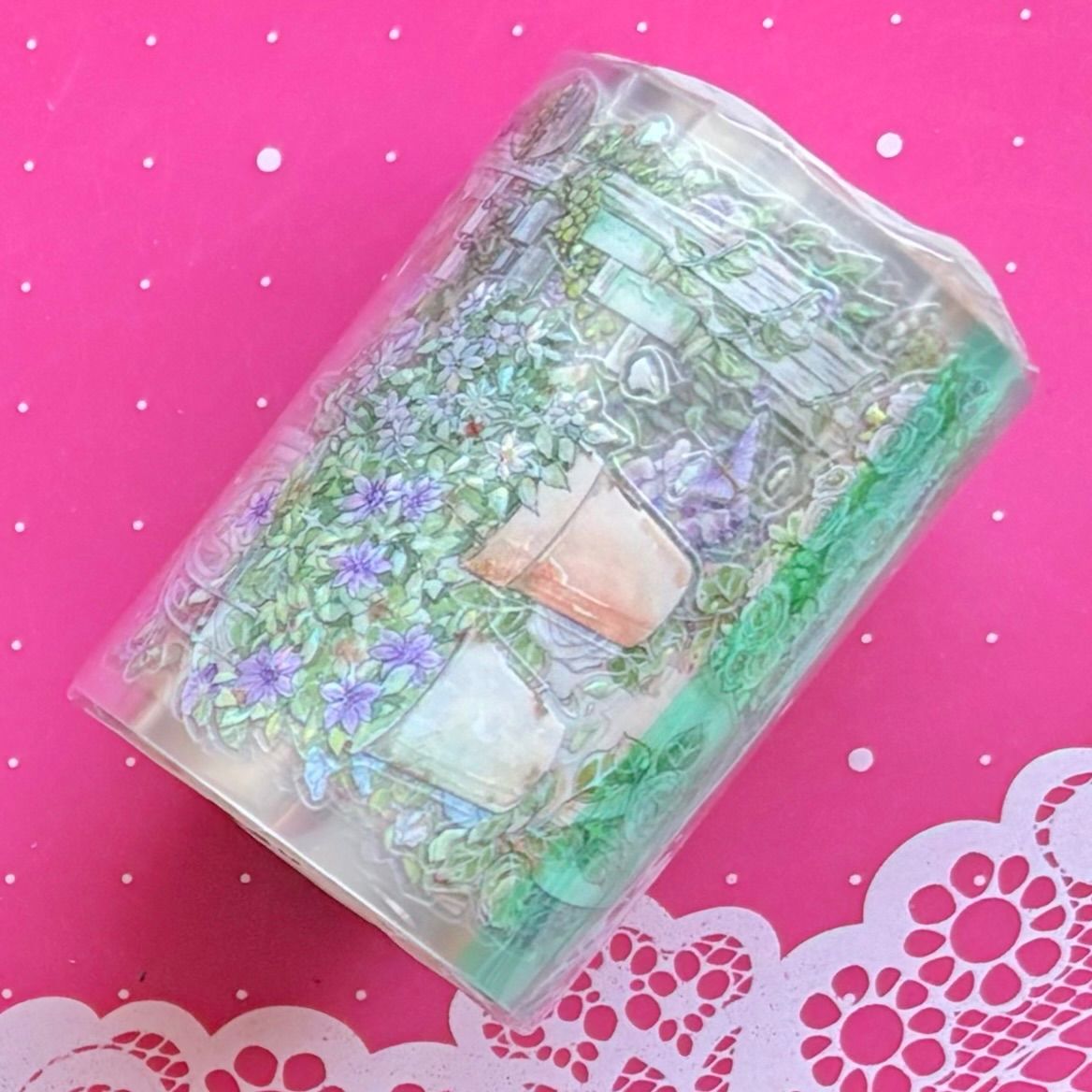 贝壳光 恬静时光 ダイカット加工 6 cm×5.7 m 190 cm loop 海外マスキングテープ 海外マステ ガーデニング 花