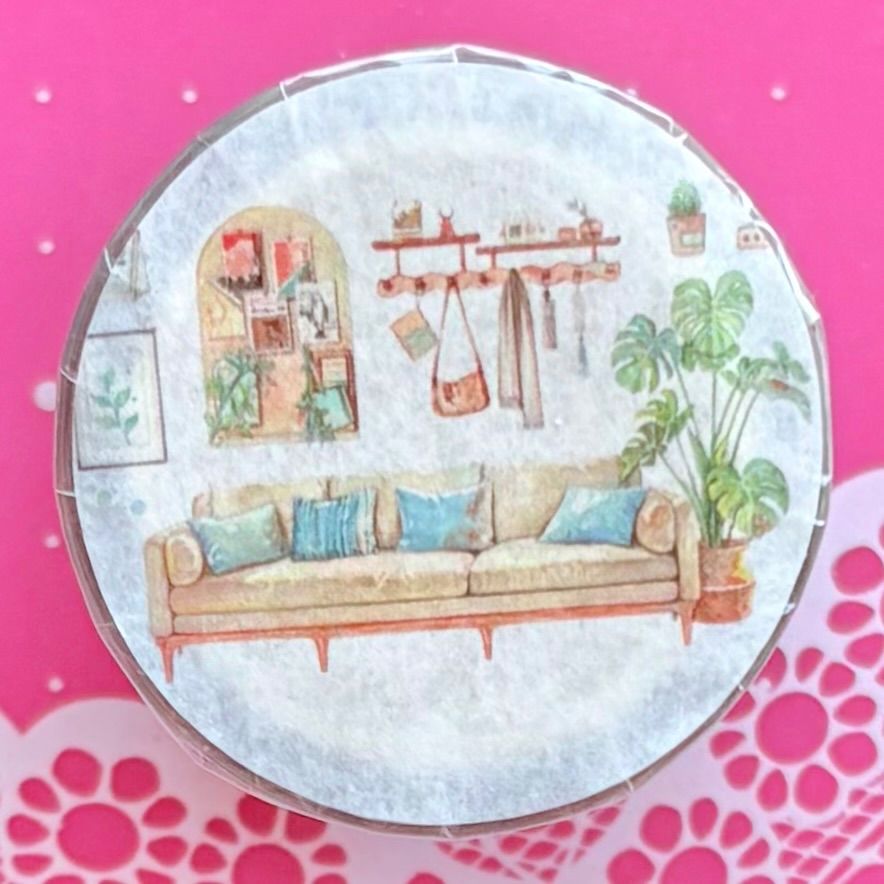 PET 中古家具 ダイカット加工 6cm×5m 125cm/loop 海外マスキングテープ