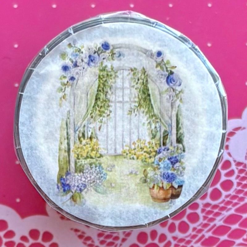 贝壳光 花与窗 ダイカット加工 7.5 cm×5 m 125 cm loop 海外マスキングテープ 海外マステ 窓 花