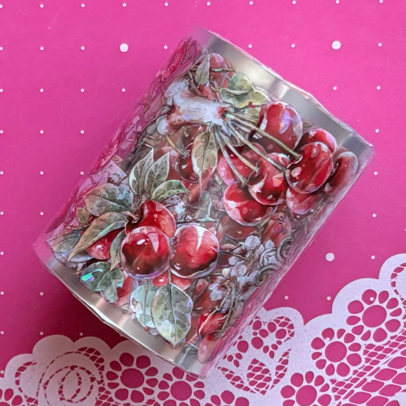 贝壳光 复古樱桃 6 cm×10 m 100 cm|loop 海外マスキングテープ 海外マステ さくらんぼ 骸骨 ダーク系