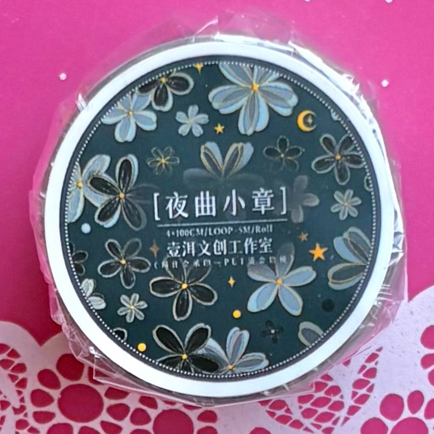 烫金 夜曲小章 ダイカット加工 4 cm×5 m 100 cm|loop 海外マスキングテープ 海外マステ 花