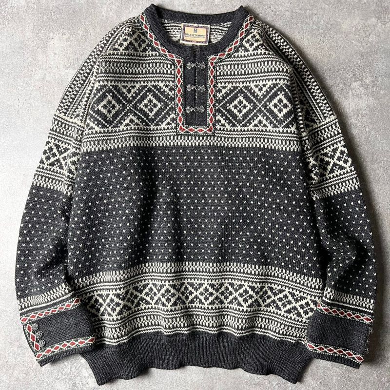 ノルウェー製 ノルディック セーター / 総柄 プルオーバー チロル