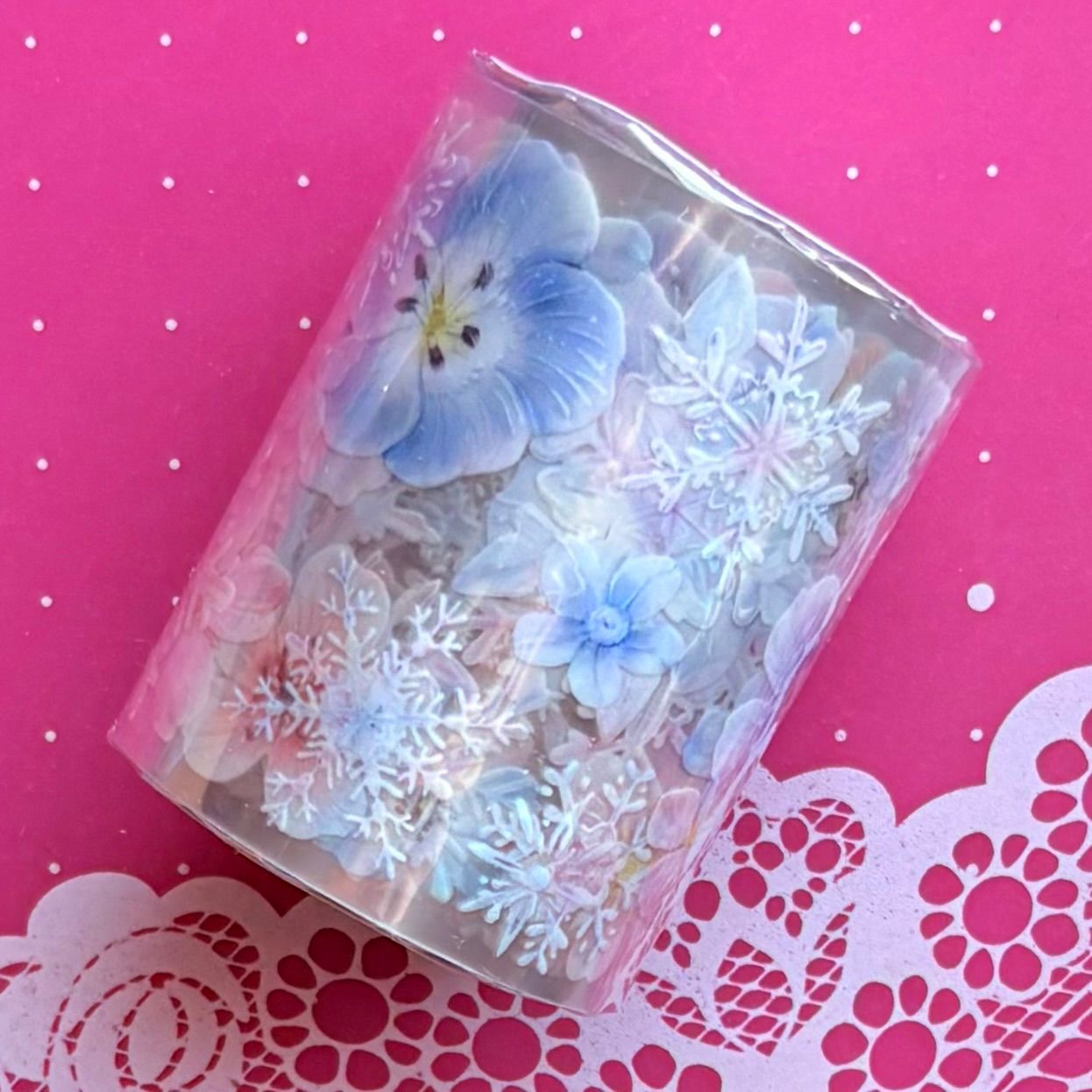 贝壳光 粉雪 5cm×6m 100cm/loop 海外マスキングテープ 海外マステ 花