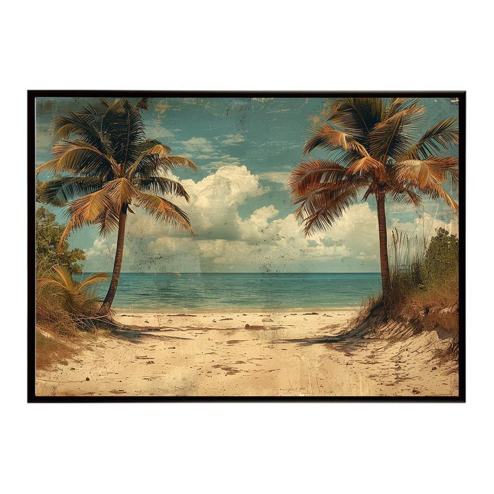 【B1サイズ（約73x103cm）】【lh-poster-5060】エモーショナルサーフ ヴィンテージ サーフ アンティーク 白黒 セピア ポスター インテリア アート 海岸 ヤシの木 海 ビーチ 夏 サーフィン