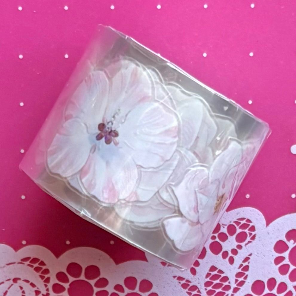 贝壳光 晴日 ダイカット加工3.2 cm×6 m 200 cm loop 海外マスキングテープ 海外マステ 花