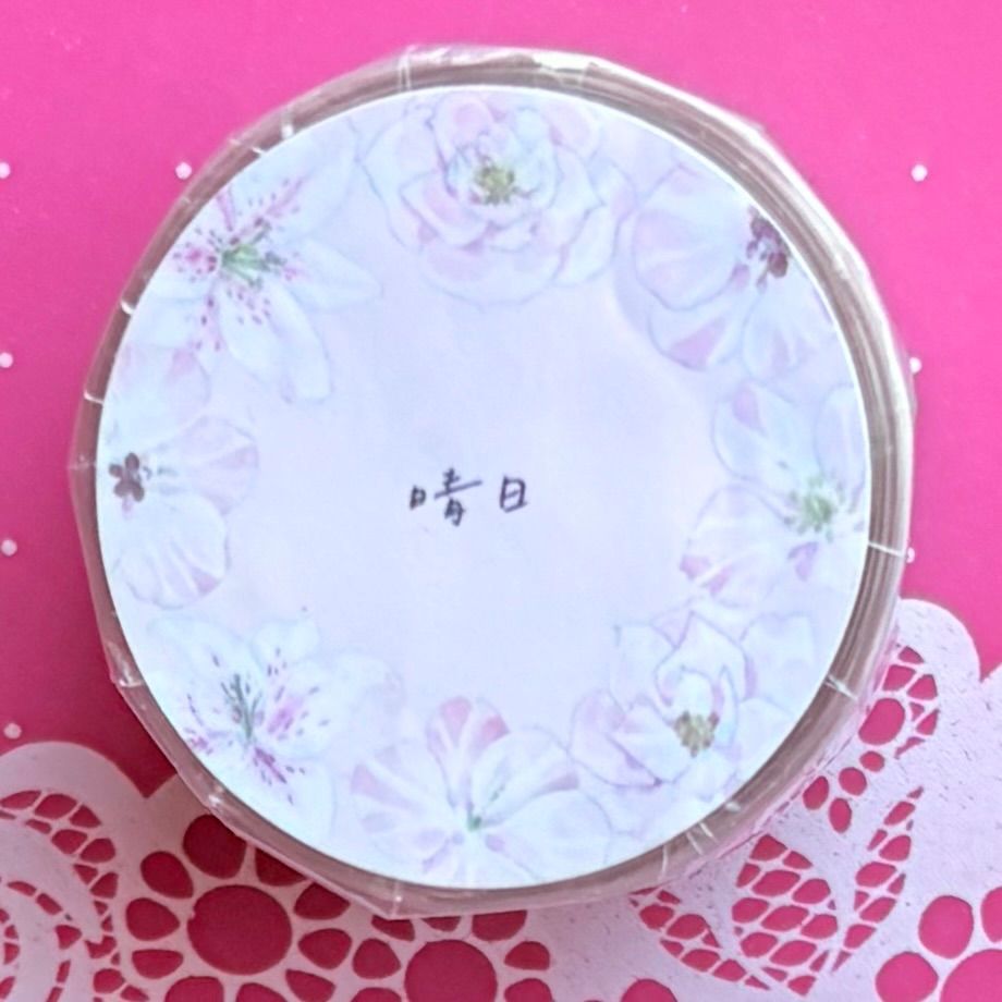 贝壳光 晴日 ダイカット加工3.2 cm×6 m 200 cm loop 海外マスキングテープ 海外マステ 花