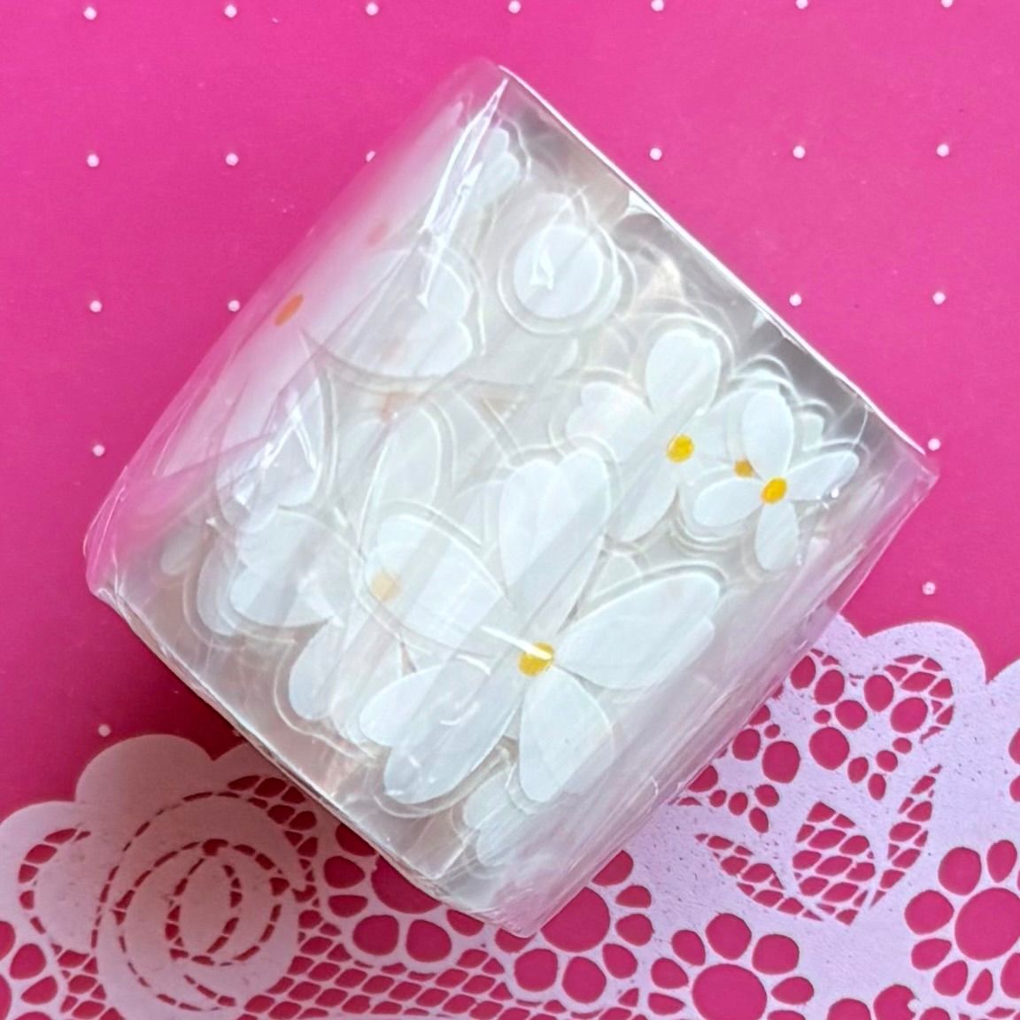 PET 半透明 透白花集 ダイカット加工 4 cm×5 m 100 cm loop 海外マスキングテープ 海外マステ 花