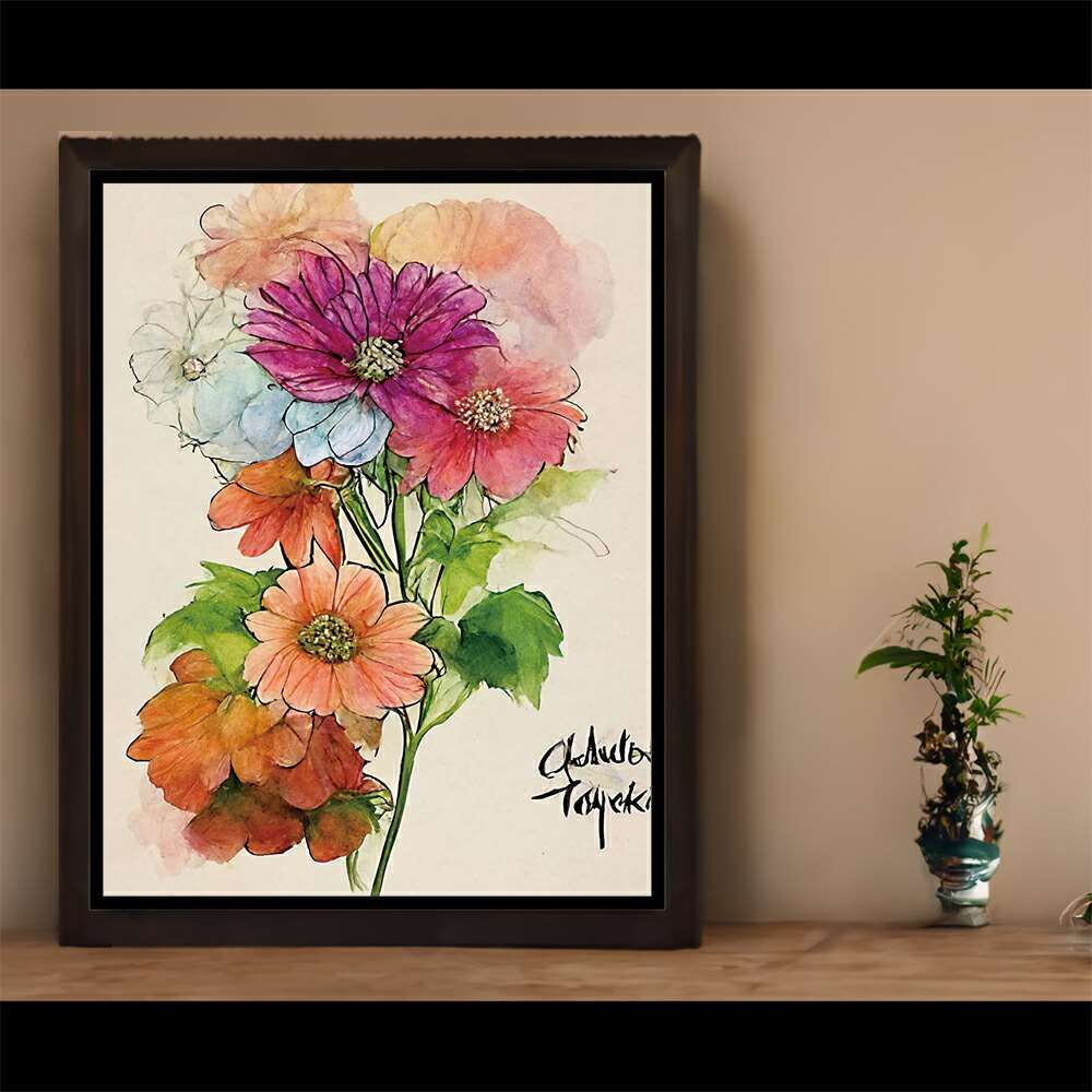 パステル画 植物と地球 A4サイズ宙花 B4サイズ（約25x36cm）】【lh-poster-508】水彩 パステル 手描き