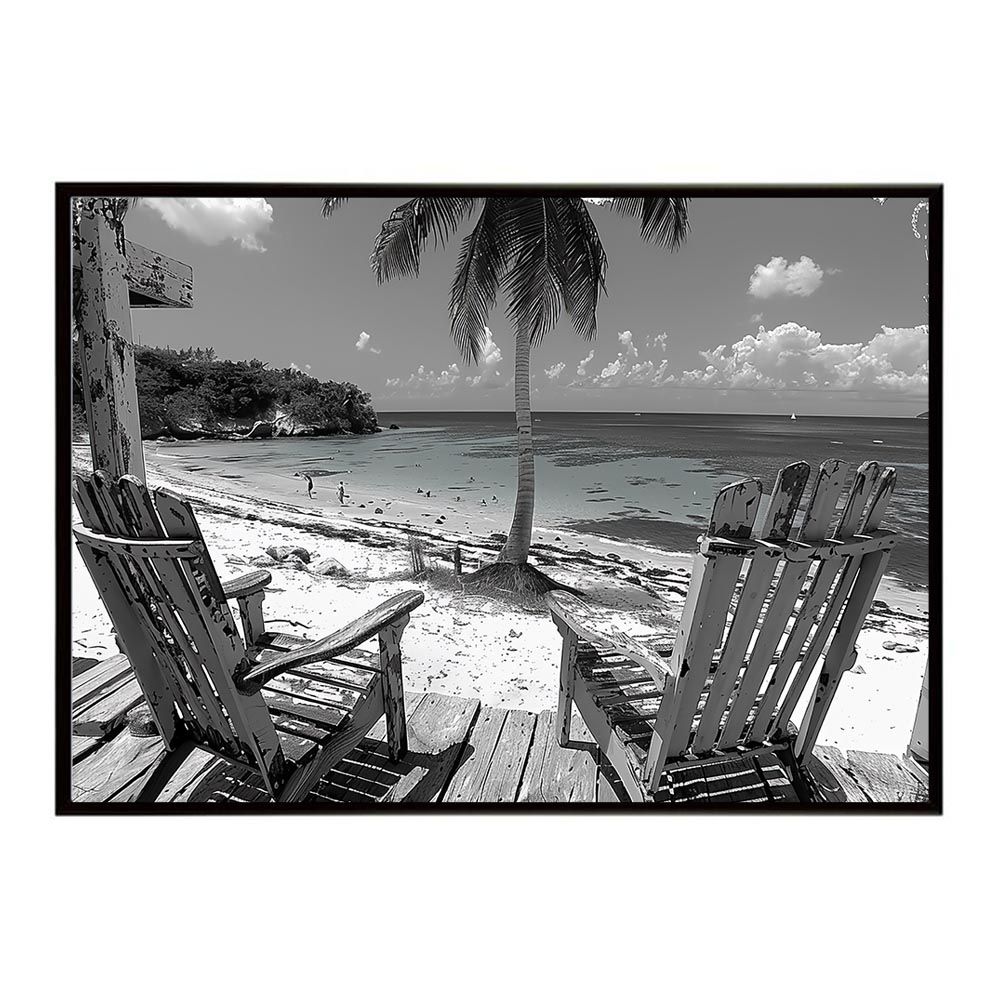 【B2サイズ（約51x73cm）】【lh-poster-5100】エモーショナルサーフ ヴィンテージ サーフ アンティーク 白黒 セピア ポスター インテリア アート 海岸 ヤシの木 海 ビーチ 夏 サーフィン