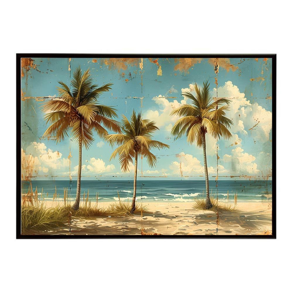 【A2サイズ（約42x59cm）】【lh-poster-5111】エモーショナルサーフ ヴィンテージ サーフ アンティーク 白黒 セピア ポスター インテリア アート 海岸 ヤシの木 海 ビーチ 夏 サーフィン