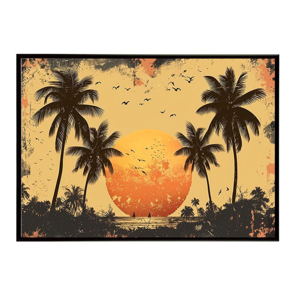 【A1サイズ（約59x84cm）】【lh-poster-5114】エモーショナルサーフ ヴィンテージ サーフ アンティーク 白黒 セピア ポスター インテリア アート 海岸 ヤシの木 海 ビーチ 夏 サーフィン