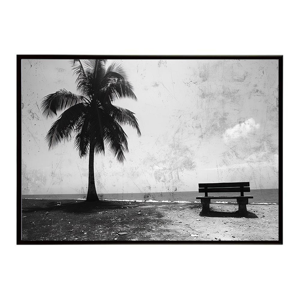 【A1サイズ（約59x84cm）】【lh-poster-5121】エモーショナルサーフ ヴィンテージ サーフ アンティーク 白黒 セピア ポスター インテリア アート 海岸 ヤシの木 海 ビーチ 夏 サーフィン