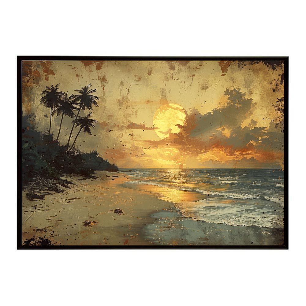 【B2サイズ（約51x73cm）】【lh-poster-5139】エモーショナルサーフ ヴィンテージ サーフ アンティーク 白黒 セピア ポスター インテリア アート 海岸 ヤシの木 海 ビーチ 夏 サーフィン