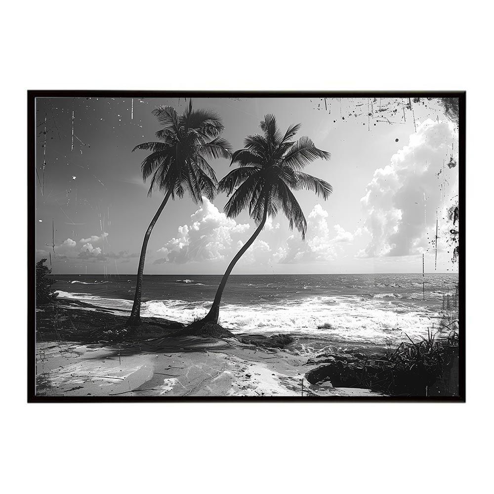 【A2サイズ（約42x59cm）】【lh-poster-5158】エモーショナルサーフ ヴィンテージ サーフ アンティーク 白黒 セピア ポスター インテリア アート 海岸 ヤシの木 海 ビーチ 夏 サーフィン