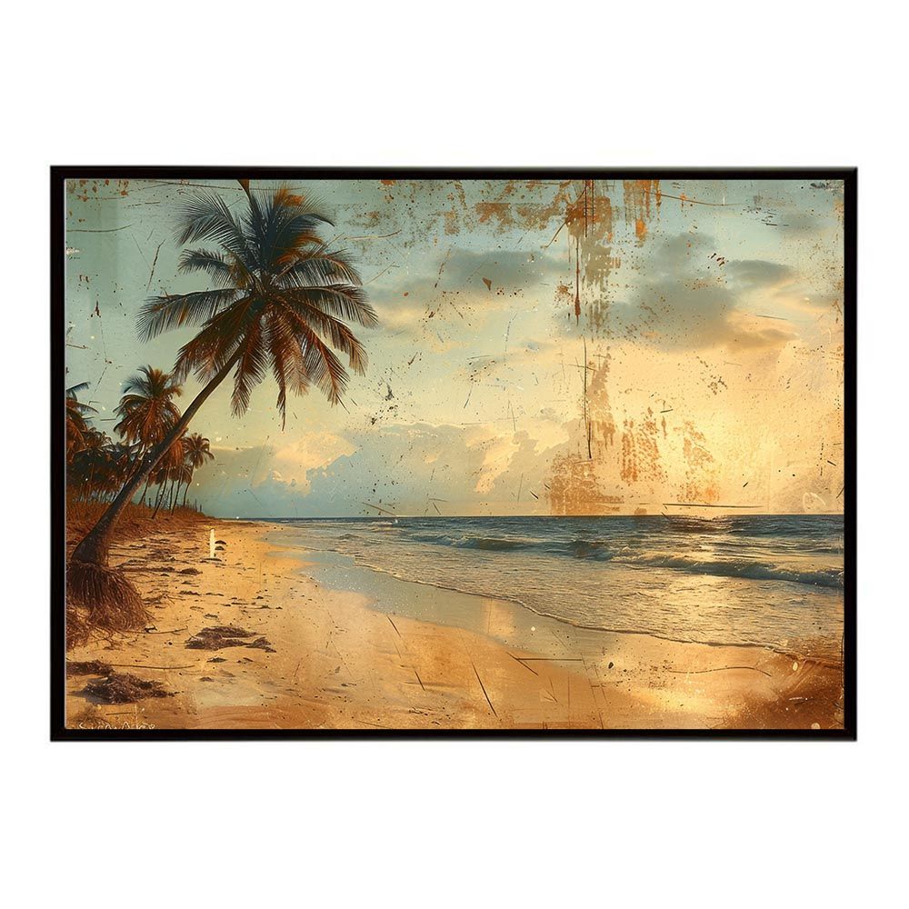 【A1サイズ（約59x84cm）】【lh-poster-5159】エモーショナルサーフ ヴィンテージ サーフ アンティーク 白黒 セピア ポスター インテリア アート 海岸 ヤシの木 海 ビーチ 夏 サーフィン