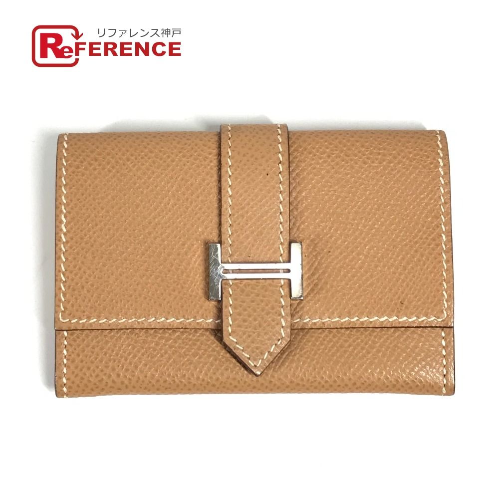 HERMES エルメス コインケース ベアン Hロゴ エプソン ベージュ