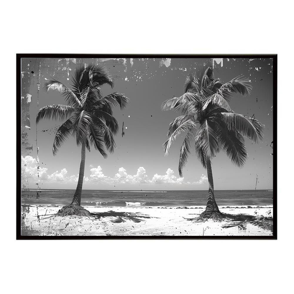 【B1サイズ（約73x103cm）】【lh-poster-5189】エモーショナルサーフ ヴィンテージ サーフ アンティーク 白黒 セピア ポスター インテリア アート 海岸 ヤシの木 海 ビーチ 夏 サーフィン