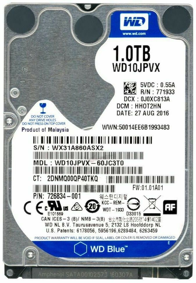 【定番人気，定番】 【3年保証】Hard Drive WD Blue Scorpio WD10JPVX 1TB 5400RPM SATA III 8MB Cache 2.5 Inch 内蔵型ハードディスクドライブ