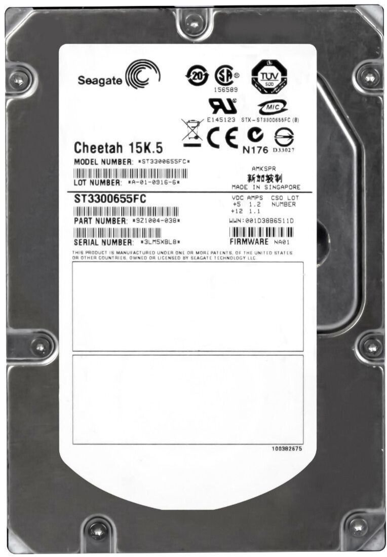 【3年保証】Hard Drive Seagate Cheetah 15K.5 300GB 15000U/Min 16MB FC ST3300655FC 3.5 Inch