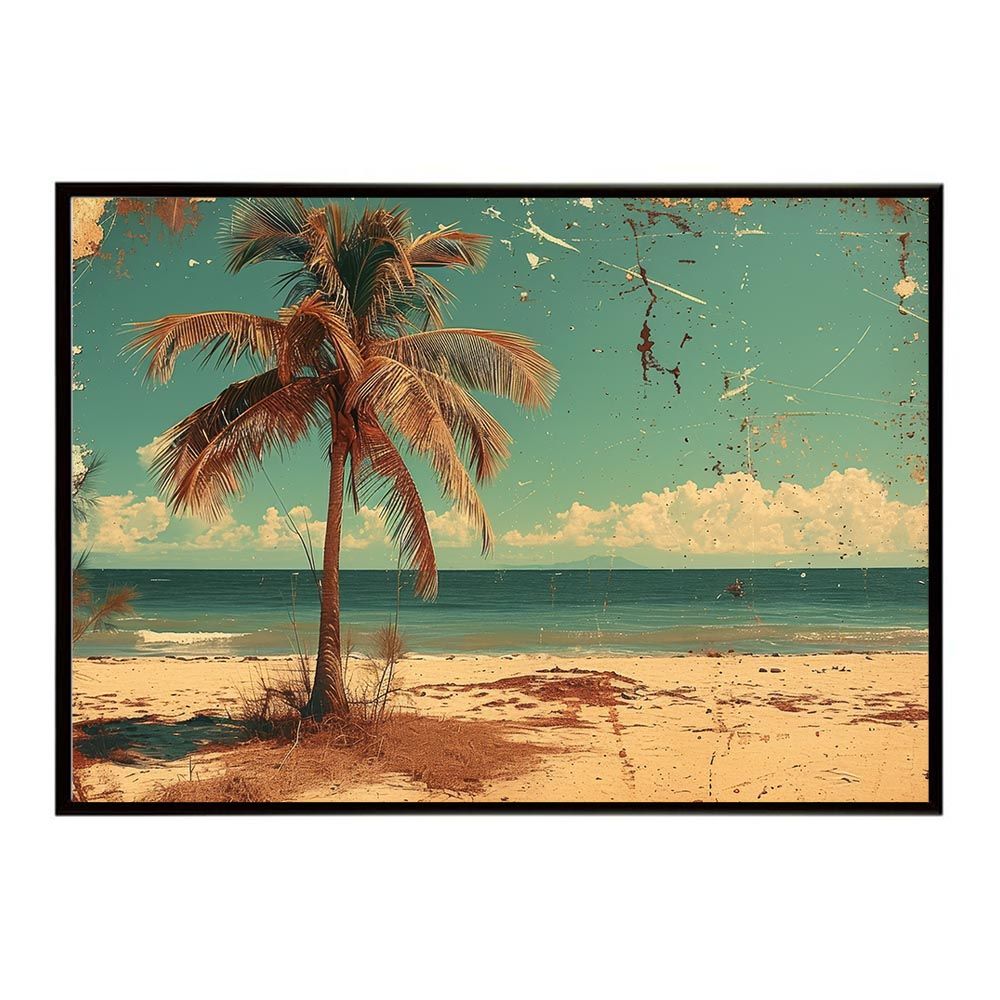 【A1サイズ（約59x84cm）】【lh-poster-5248】エモーショナルサーフ ヴィンテージ サーフ アンティーク 白黒 セピア ポスター インテリア アート 海岸 ヤシの木 海 ビーチ 夏 サーフィン
