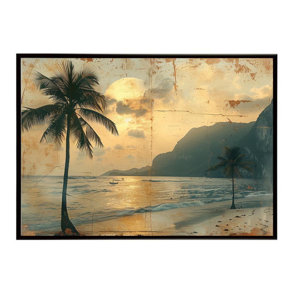 【A1サイズ（約59x84cm）】【lh-poster-5261】エモーショナルサーフ ヴィンテージ サーフ アンティーク 白黒 セピア ポスター インテリア アート 海岸 ヤシの木 海 ビーチ 夏 サーフィン