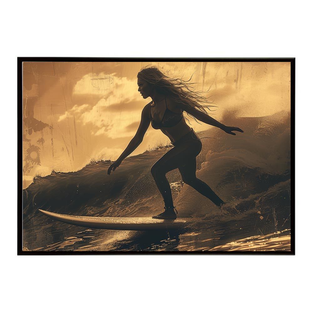 【A1サイズ（約59x84cm）】【lh-poster-5269】エモーショナルサーフ ヴィンテージ サーフ アンティーク 白黒 セピア ポスター インテリア アート 海岸 ヤシの木 海 ビーチ 夏 サーフィン