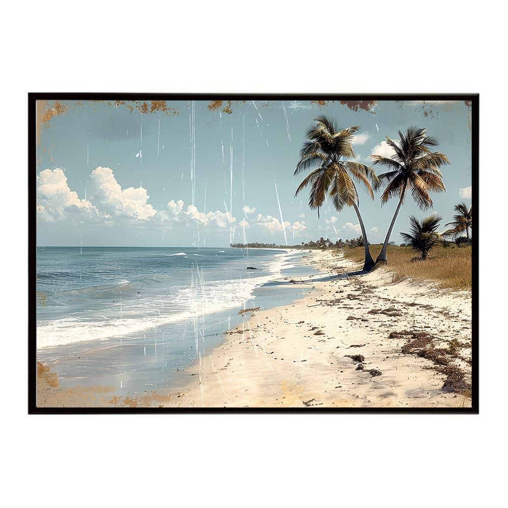 【B2サイズ（約51x73cm）】【lh-poster-5274】エモーショナルサーフ ヴィンテージ サーフ アンティーク 白黒 セピア ポスター インテリア アート 海岸 ヤシの木 海 ビーチ 夏 サーフィン