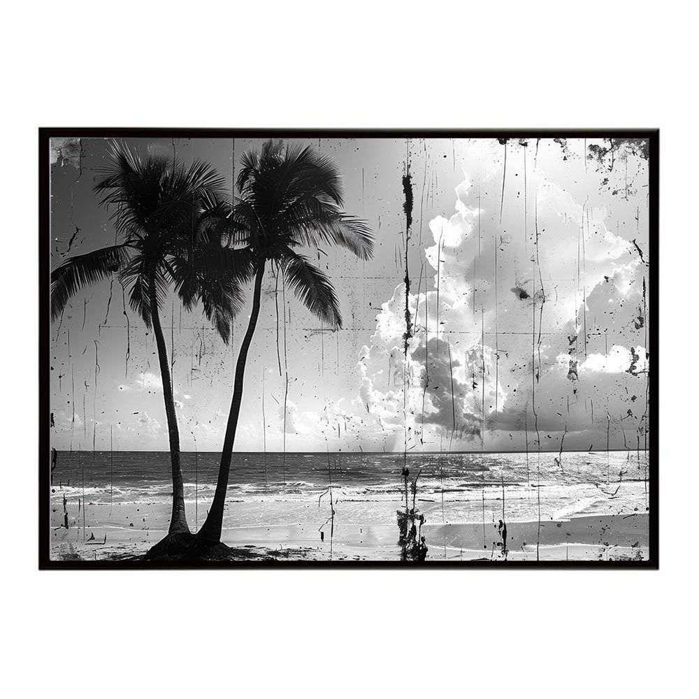 【A2サイズ（約42x59cm）】【lh-poster-5285】エモーショナルサーフ ヴィンテージ サーフ アンティーク 白黒 セピア ポスター インテリア アート 海岸 ヤシの木 海 ビーチ 夏 サーフィン