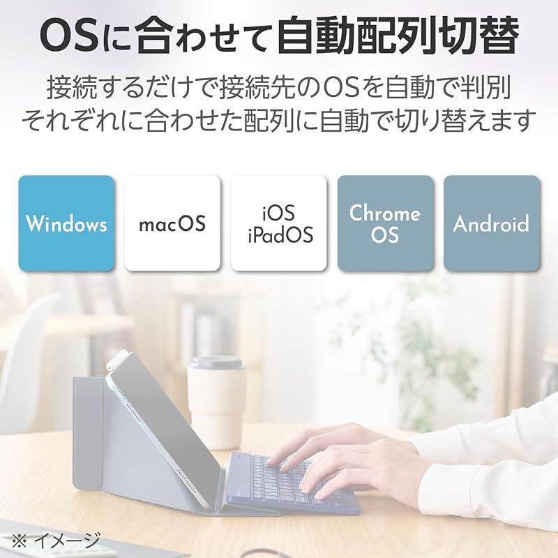  エレコム ワイヤレス キーボード Bluetooth Slint 超薄型 充電式 パンタグラフ 保護ケース付 3台マルチペアリング OS自動識別 Windows macOS ChromeOS iOS iPadOS Android ホワイト TK TM Androidタブレット本体 タブレット