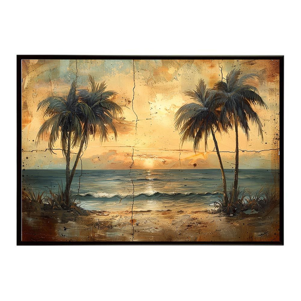 【B1サイズ（約73x103cm）】【lh-poster-5294】エモーショナルサーフ ヴィンテージ サーフ アンティーク 白黒 セピア ポスター インテリア アート 海岸 ヤシの木 海 ビーチ 夏 サーフィン