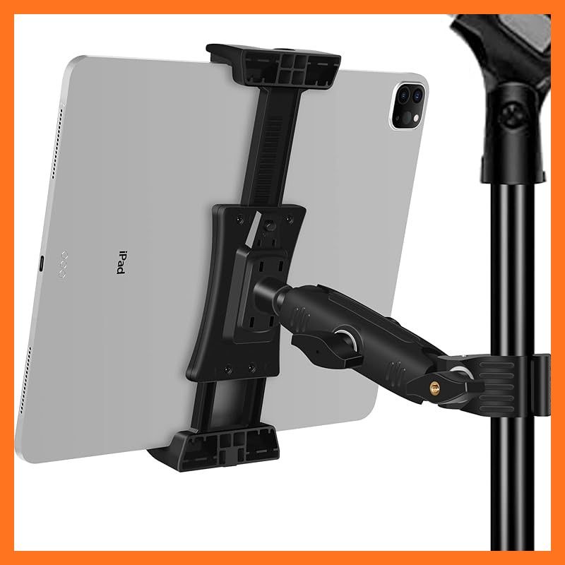 Peastrex ピーストレックス iPadホルダー マイクスタンド タブレット携帯電話ホルダー マイクフォンミュージックスタンドマウント 調節 な回転台 スーパーハンドルクランプ付き iPad Pro 12.9 Air Mini Androi