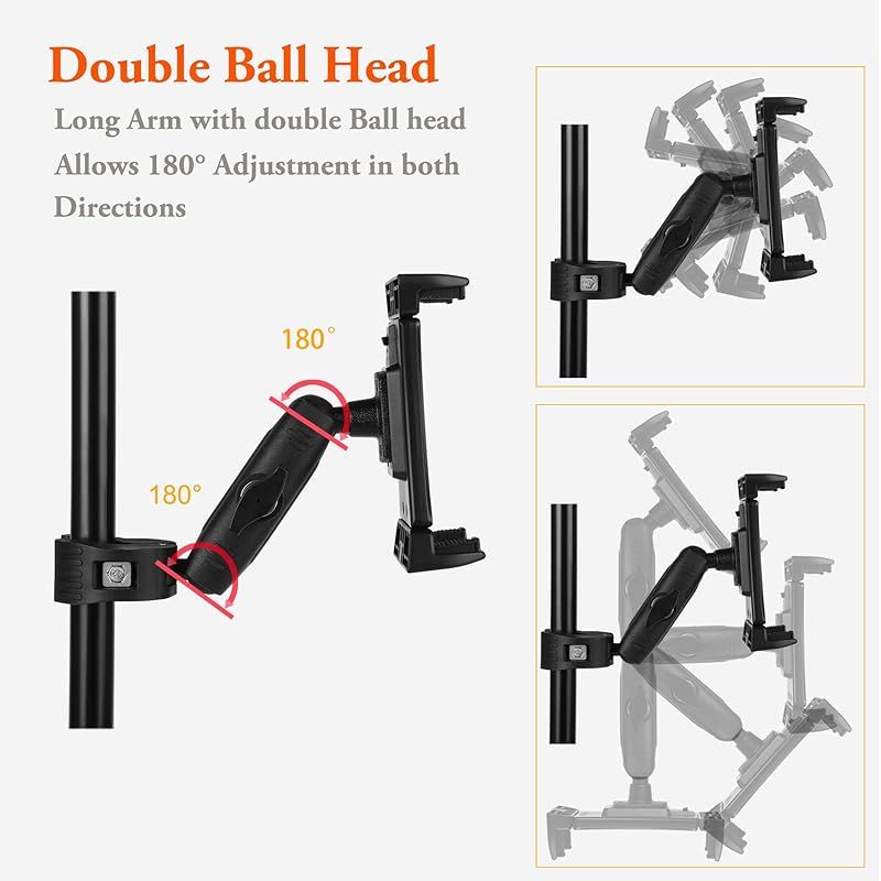 Peastrex ピーストレックス iPadホルダー マイクスタンド タブレット携帯電話ホルダー マイクフォンミュージックスタンドマウント 調節 な回転台 スーパーハンドルクランプ付き iPad Pro 12 9 Air Mini Androi