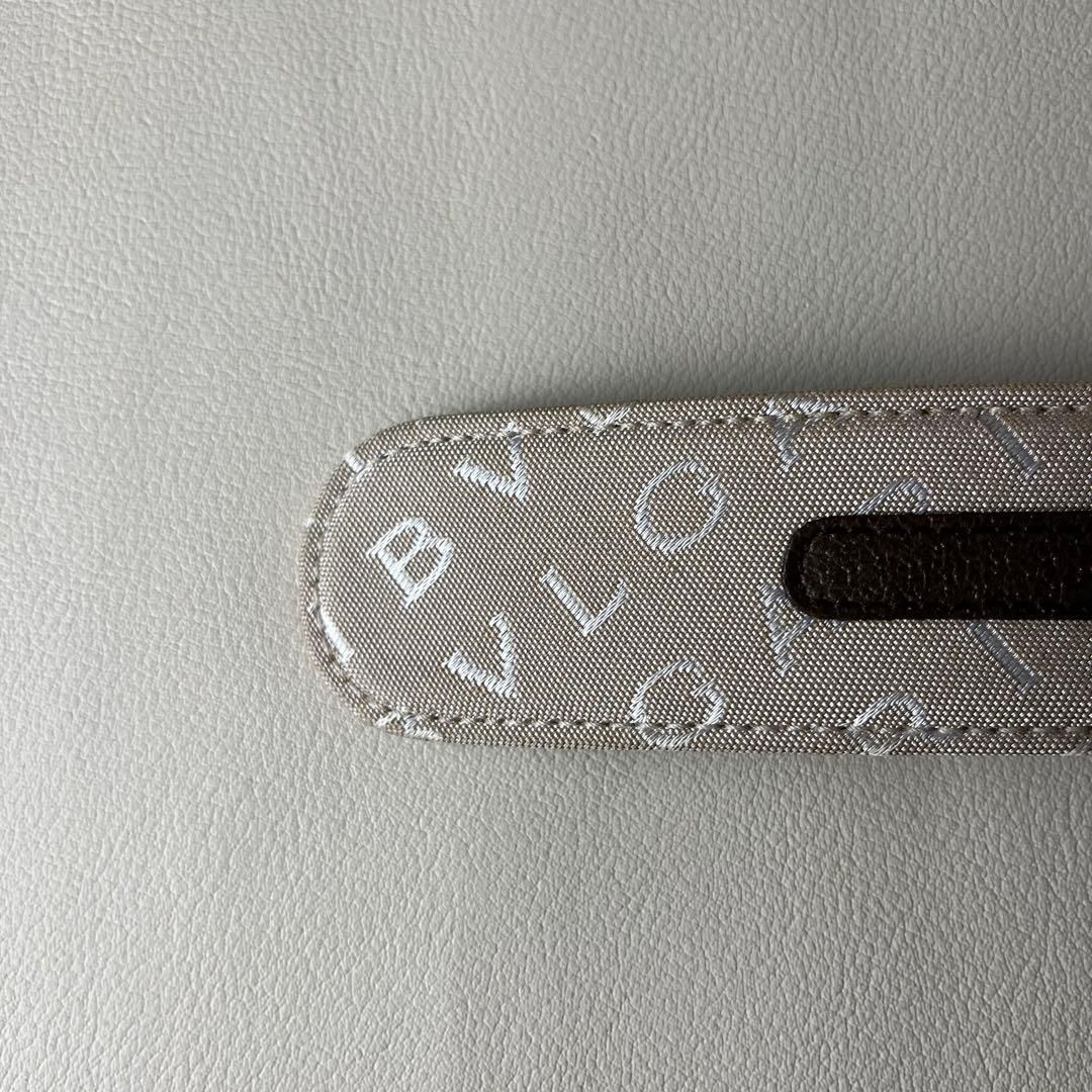未使用級 BVLGARI ロゴマニア ベルト レザー キャンバス シルバー金具