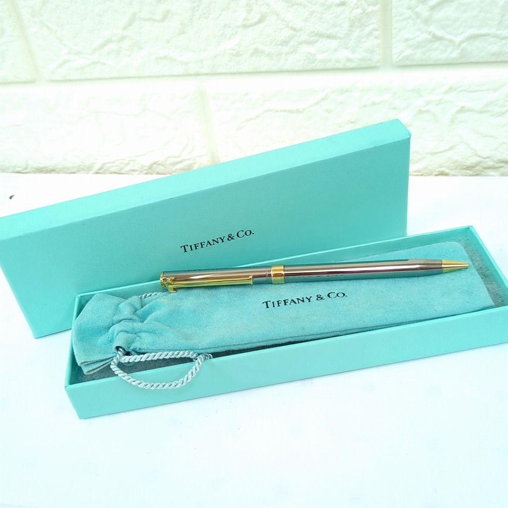 ティファニー Tクリップ ボールペン グレー ゴールド アメリカ製 インクの残量なし