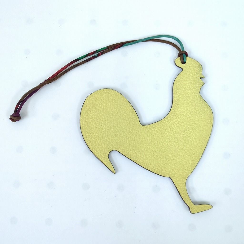 HERMES 鶏デザイン レザー チャーム HERMES エルメス レザー プティアッシュ バッグチャーム ニワトリ