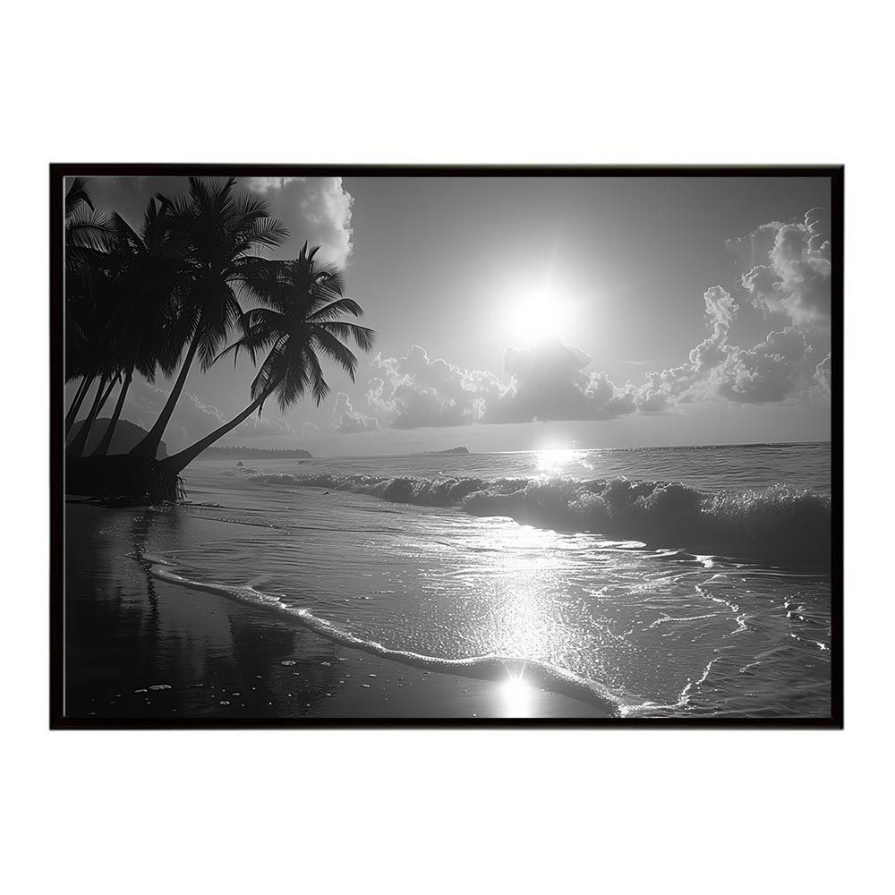【A1サイズ（約59x84cm）】【lh-poster-5322】エモーショナルサーフ ヴィンテージ サーフ アンティーク 白黒 セピア ポスター インテリア アート 海岸 ヤシの木 海 ビーチ 夏 サーフィン