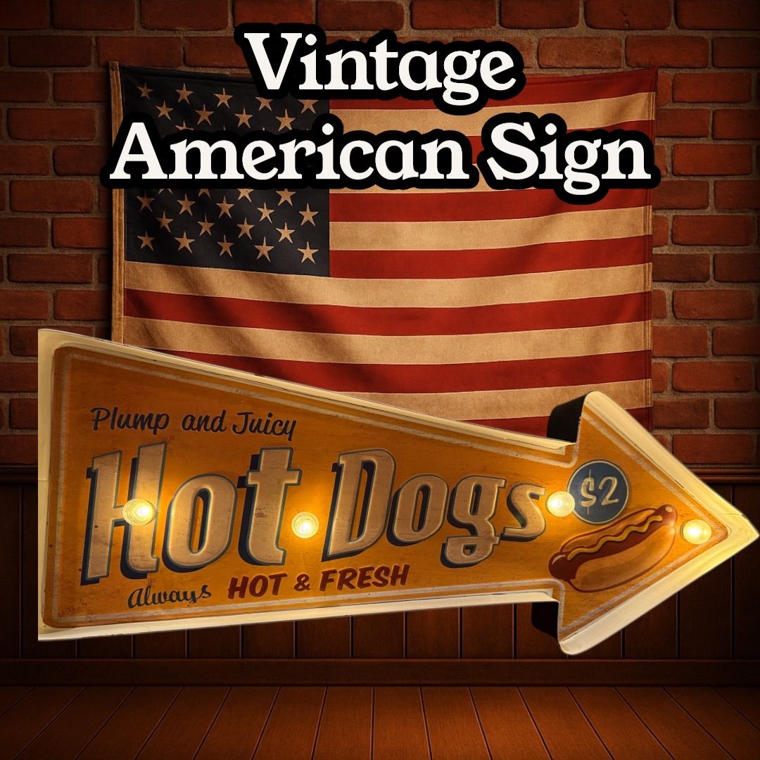 HOT DOGSライトサイン ネオンサインランプ 矢印型／アメリカンダイナー