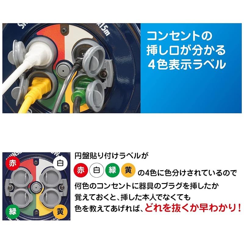 ハタヤ HATAYA シンサンデーレインボーリール 屋外用 防雨型 日本製 15ｍ ネイビー CC-15 Y N 0