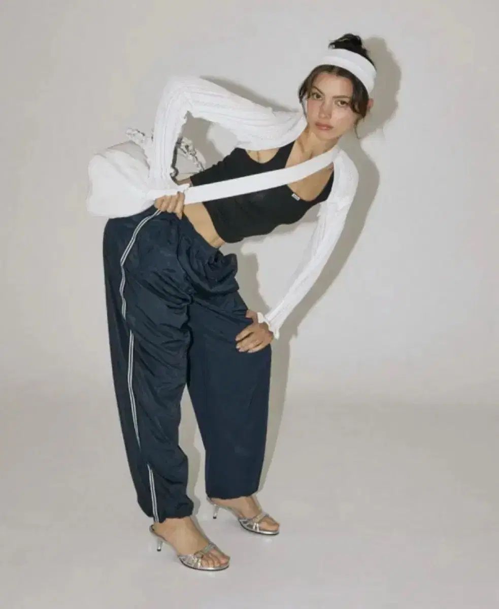 スリータイムズ テープ ジョガー パンツ ネイビー M