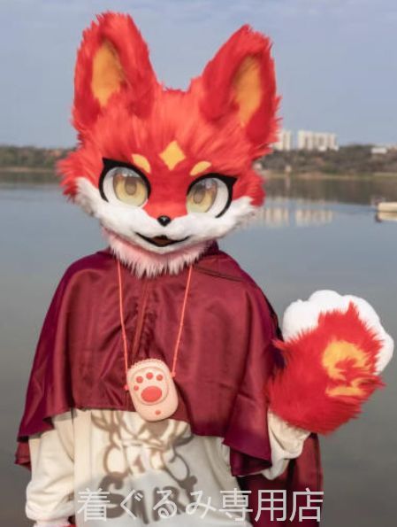 ファースーツ 着ぐるみセット 犬 赤 ケモノ 全頭ヘッド ぬいぐるみ コスプレ コスチューム