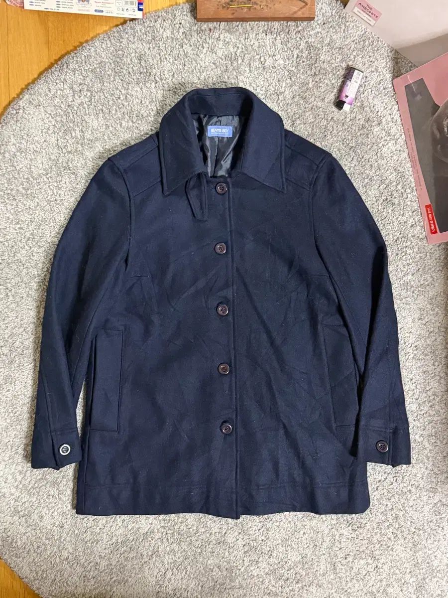 BEAMS BOY ビームスボーイ ネイビーハーフコート