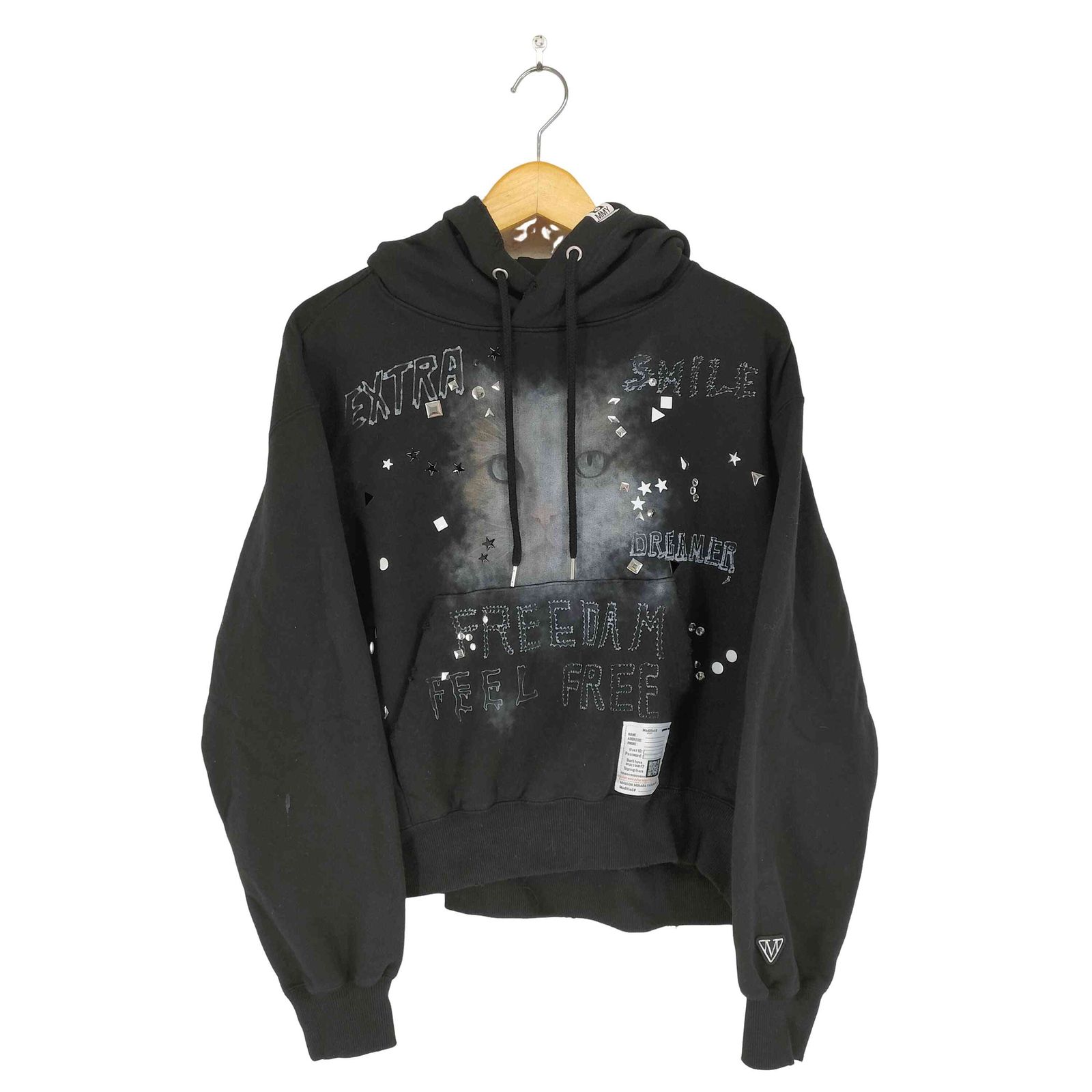 メゾンミハラヤスヒロ Maison MIHARA 25 AW Cat Printed Embellished Distressed Hoodie レディース JPN 36
