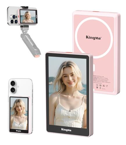 King Ma 外カメラ自撮りモニター iPhone カメラ画面ミラーリング な Magsafeスマホ モニター Bluetooth シャッター付き セルフィ Vlog ライブ配信 TikTok撮影に最適 17対応 3 a 47 d 522