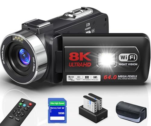 ビデオカメラ 8 K 64 MP YouTubeカメラ 18 倍デジタルズーム WIFI機能 ウェブカメラ IR ナイトビジョン 3 0 インチ タッチスクリー vloggingカメラ 32 GB SD カード 付属 2 4 Gリモコン バッ 56326 a 21