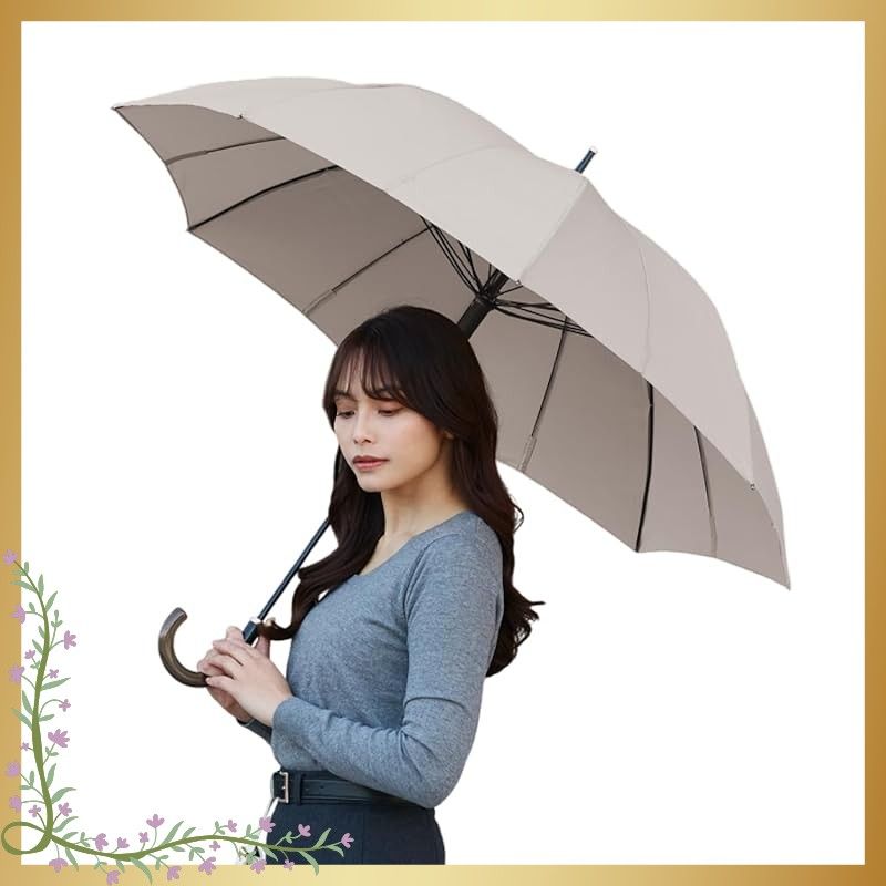 マーナ marna Shupatto アンブレラ 傘 レディース 雨傘 長傘 メンズ ボタンレス シュパット 男女兼用 晴雨兼用 プレゼント 撥水加工 撥水 16本骨 フレンチベージュ 62 cm P 615 BE