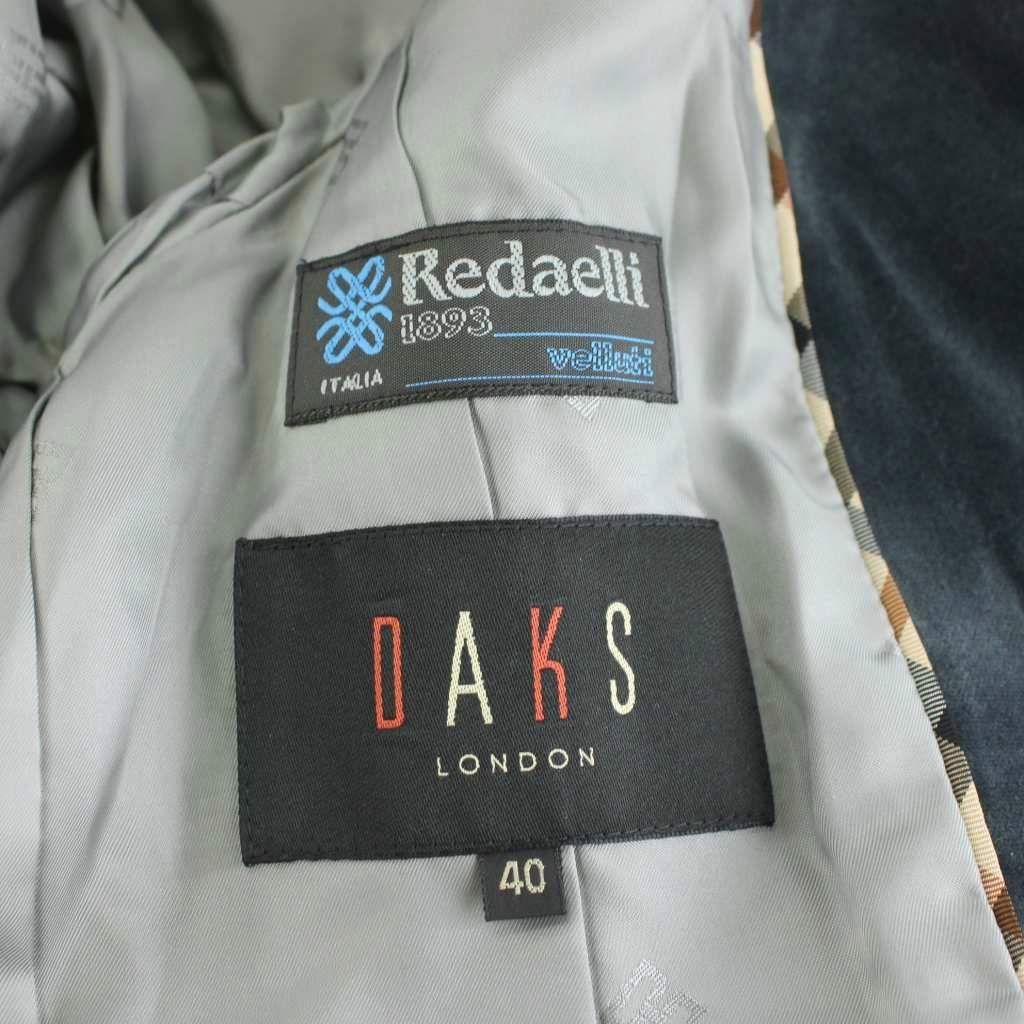 ダックス DAKS テーラードジャケット ベロア 1B 40 紺 ネイビー 11