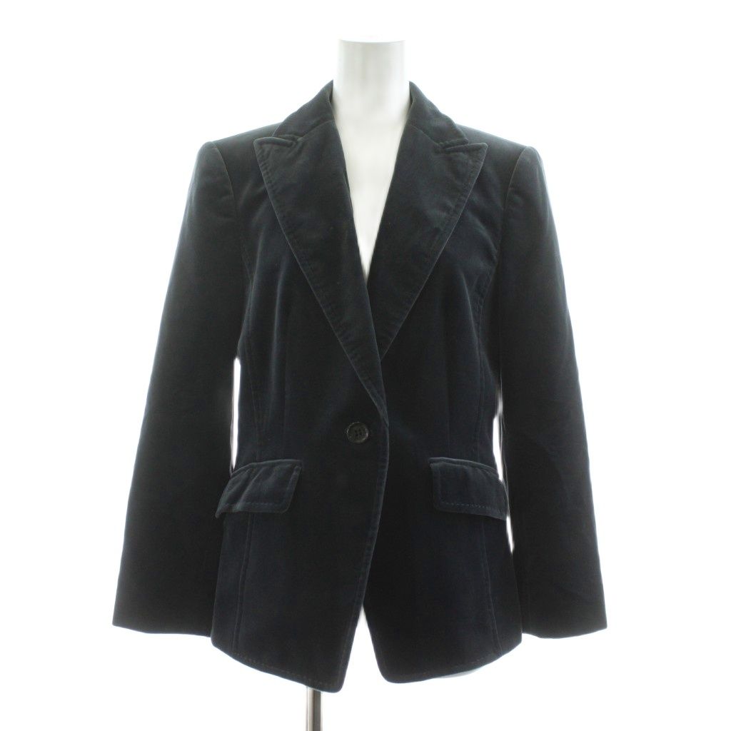 DAKS ベロア ジャケット ダックス DAKS テーラードジャケット ベロア 1B 40 紺 ネイビー 11