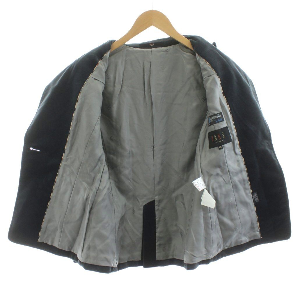 ダックス DAKS テーラードジャケット ベロア 1B 40 紺 ネイビー 11