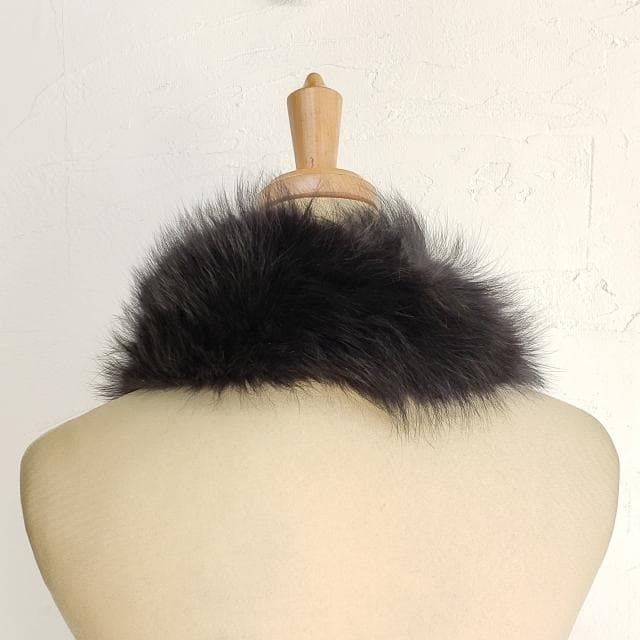 未使用 eff ☆ ブルーフォックスファー ティペット 黒 襟巻 フォックス